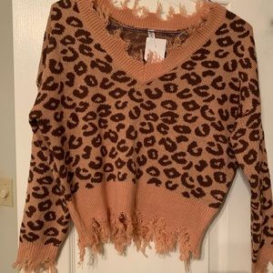 The Boutique. Boutique Mauve Leopard Sweater